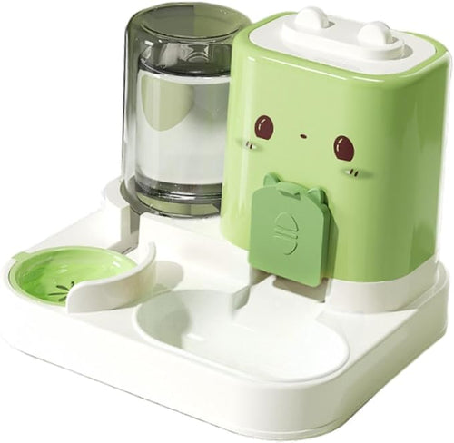 2 in 1 Automatic Pet Feeder with Detachable Water Dispenser Portable Travel Supply for Small Dogs- Green