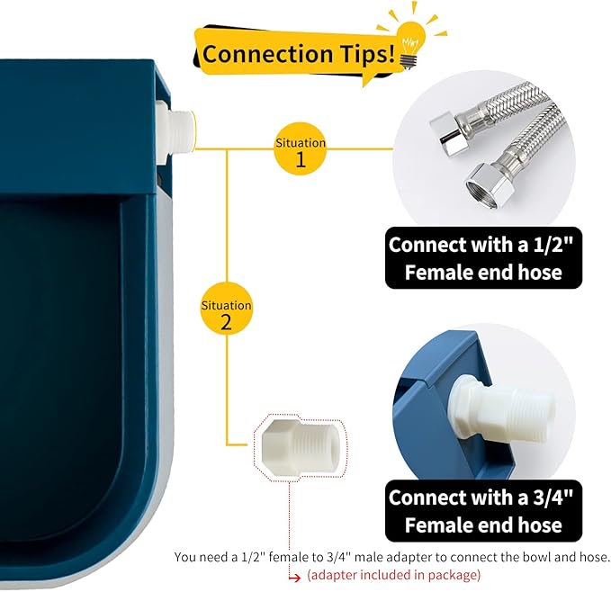 LESYPET Dog Automatic Water Bowl, Self Filling, 0.53 Gallon, Outdoor Pet Auto-Fill Waterer for Cat, Chicken, Rabbit, Anti-Slip Bottom