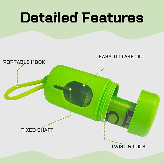 Dog Poop Bags Rolls with Dispenser - Scented & Leak-Proof Dog Waste Bags in Green/Black, 13x9 Inch Extra Large Poop Bags for Dogs, 120/360/630 Counts