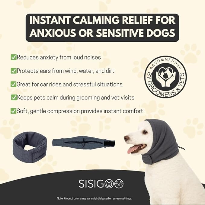 No Flap Ear Wraps for Dogs – Dog Ear Muffs Noise Protection & Snoods for Dogs – Dog Ear Cover for Bathing, Grooming, Drying, Hematoma Support & Anxiety Relief (Dark Gray, S)
