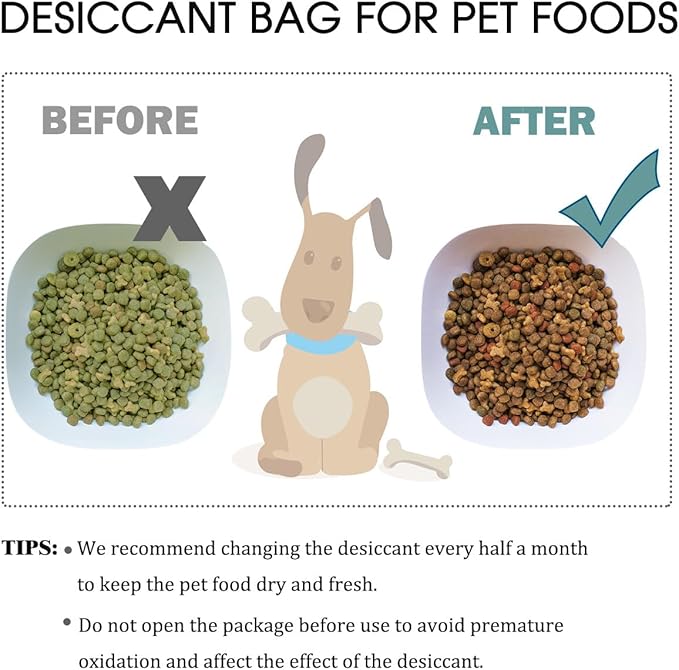 xcivi 6 Pack Pet Food Desiccant Bags for Voluas Automatic Cat Dog Pet Food Feeders Model VL001, VL002, VL003, VL004; Moisture-Proof Bag Desiccant Keep Pets Foods Dry and Fresh