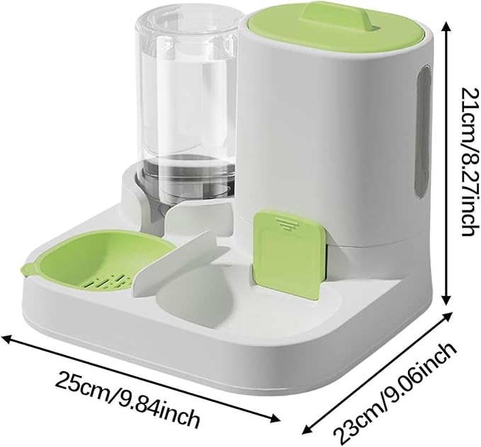 Automatic Pet Feeder Waterer, Cat Feeder, Dog Bowl, Removable Portable Water Dispenser, Green