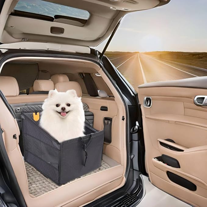 Dog Car Seat Breathable Mesh Oxford Fabric Easy Install Safe Travel for Small Medium Dogs Black