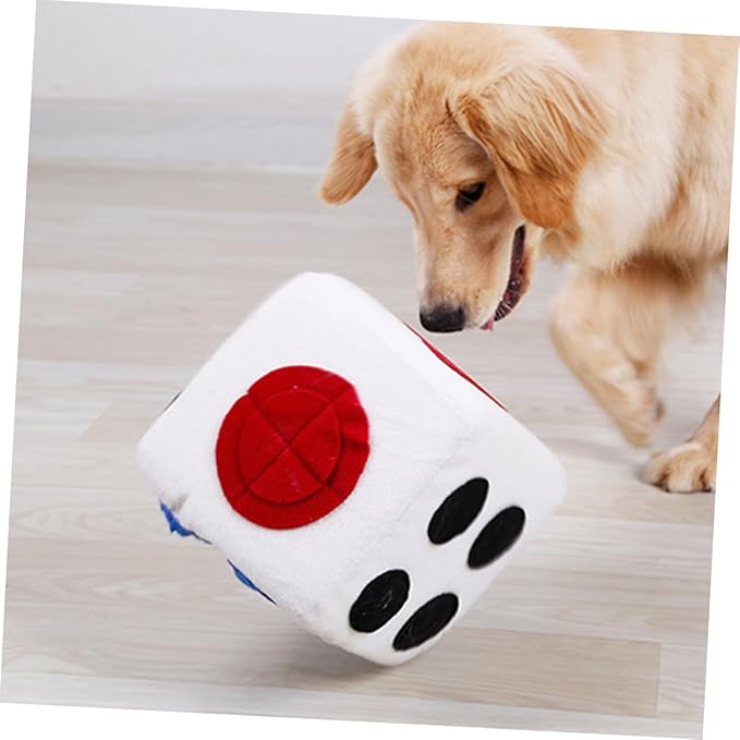 Healifty Plush Dog Dice for Training and Sniffing Chewable Pet with Durable Plush Material Safe and Elastic Design for Puppy Teething and Interactive Play