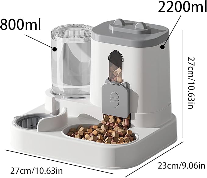 Auto Dog Feeder - 2-in-1 Automatic Food Dispenser for Cats and Dogs, Large Pet Bowl for Treats and Meals, Suitable for Kittens, Small Medium Dogs, Indoor Home Feeding, Convenient Pet Supplies
