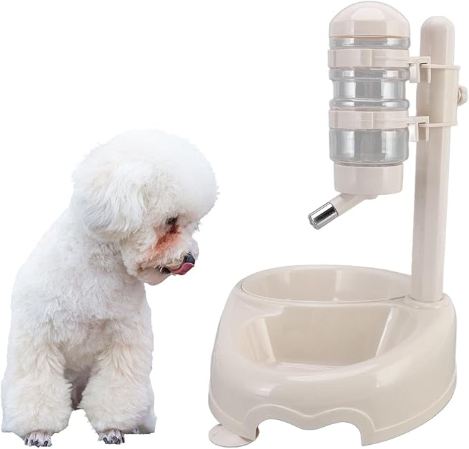 Zerodis Pet Water Dispenser Bowl, Automatic Pet Water Dispenser Dog Standing Water Food Feeder Prevent Slip Adjustable Height Cat and Dog Water Bowl