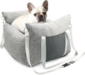 Pet Car Booster Seat for Small Dogs up to 25 lbs with Safety Straps, Storage Pockets, Travel Carrier Bed with Detachable Cover, Machine Washable (Light Gray)