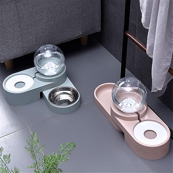 Dog Bowls Cats Water Fountain Automatic Pet Feeder for Dogs Cats 1.8L Pet Drinking Dispenser Dog Double Bowl (Color : Pink) (Blue)