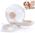 2 In1 Automatic Cats Dogs Water Dispenser Pet Food Bowls Set,No-Spill Dog Water Bottle & Dish Detachable Transparent Pet Feeder for Small Medium Size Dog Cat 2.8L
