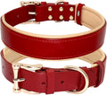 Dog Collar Leather Collares para Perro Big Dog Collars Solid Adjustable Padded Pet Puppy Collar for Small Medium Large Dog Blue Red L