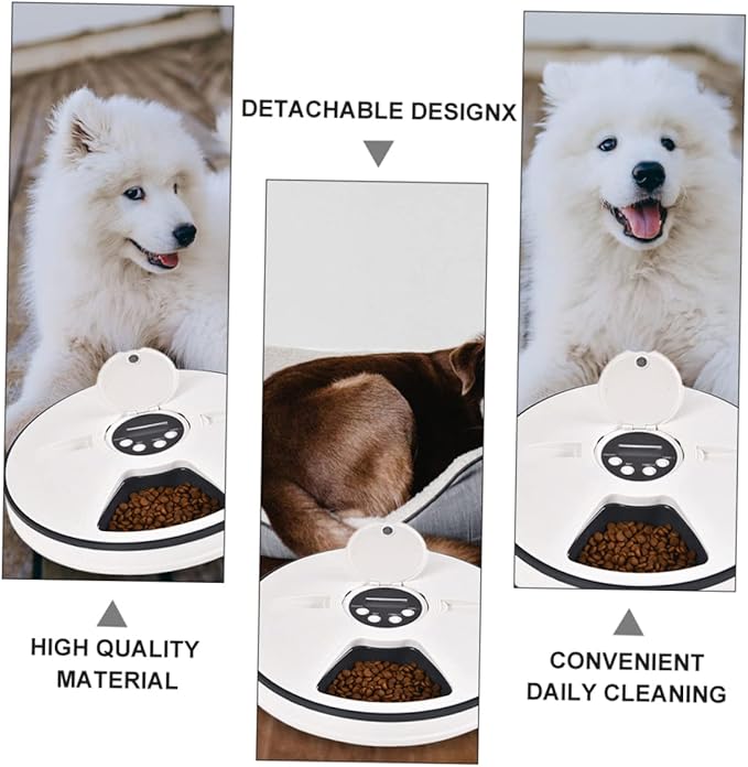 BESPORTBLE Timed Auto PET Feeder 6-Meal Automatic PET Food Bowl for Cats and Dogs Adjustable Portion Control