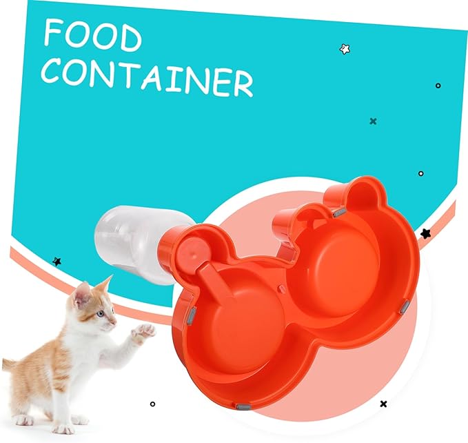 1pc Automatic Cat Water Dispenser and Food Bowl Non-Slip Pet Feeder for Dogs and Cats Easy to Clean Made from Food-Grade Material Orange