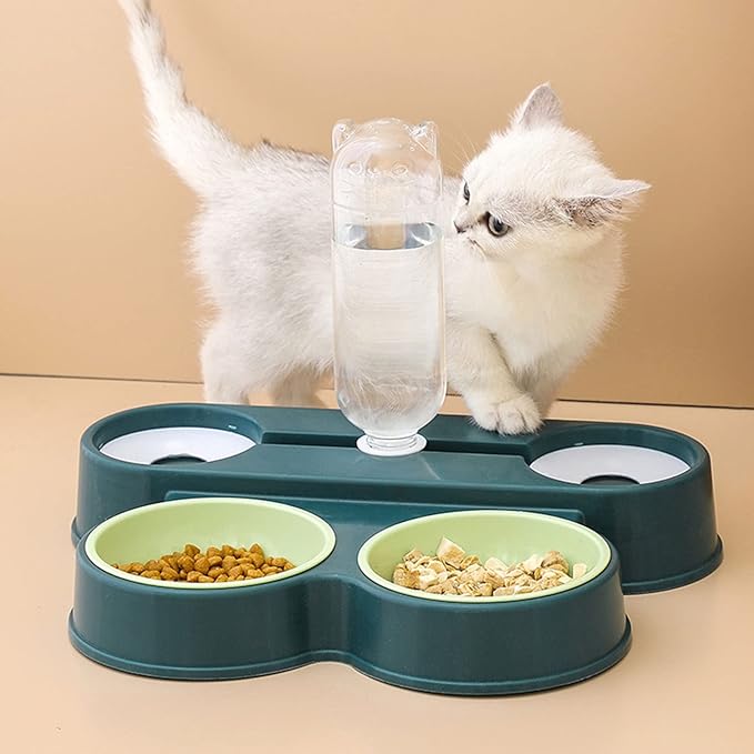 Dog Cat Bowls Pets Water and Food Bowl Set,Gravity Water Flow No Spills Durable Safe Anti Overturning Automatic Drinking,for Small or Medium Size Dogs Cats Pink