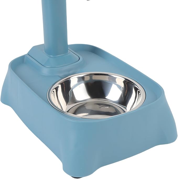 aqxreight Pet Standing Dispenser with Stainless Steel Bowl Height Cat Dog Feeder Bottle Pet Automatic Dispenser 500ml Lake Blue Suitable for All Hel Standing DispenserDog Bottle (Blue)