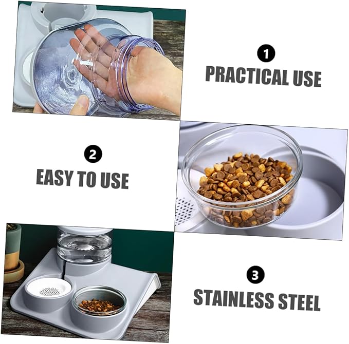 1pc Automatic Pet Feeder Water Bowl for Dogs and Cats Capacity Easy to Automatic Water Refill Convenient Design for Pet Drinking and Eating Grey Color