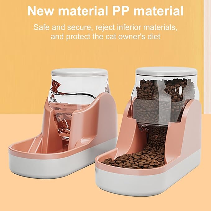 Automatic Pet Feeder with Transparent Tank - Large Capacity and Automatic Easy Cleaning Water Refill Design and Top Lid Gravity Water Bowl Cat Dog Feeder. Grey A