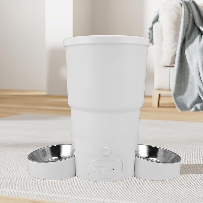 Automatic Pet Food Dispenser, Automatic Cat Feeder, Smart Timed Pet Food Dispenser with Stainless Steel Bowl, Remote Control, 5L Capacity, Easily Cleaning, Dual Power Supply
