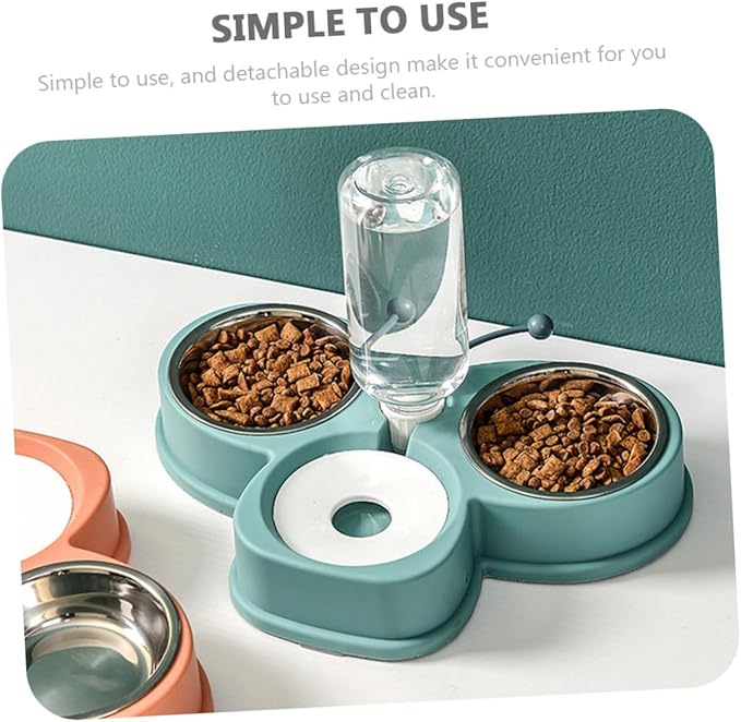 Automatic Dual Bowl Pet Feeder and Water Dispenser Convenient Kitten and Puppy Feeding with Stainless Steel Bowls Easy to Clean and Use for Cats and Dogs