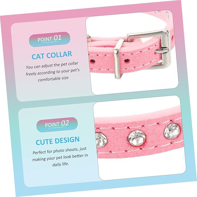 Milisten Adjustable Rhinestone Dog Collar for Dogs and Cats Stylish Pet Neck Decor Pu Material for Daily Wear and Parties