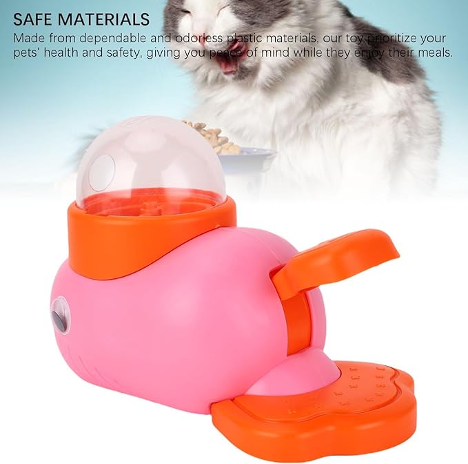 Diydeg Treat Dispenser Toy, Dog Interactive Slow Feeder Puzzle Toy, Automatic Dog Feeding Dispenser for Cats and Small Dogs, IQ Training Exercise, Duck Shaped Enrichment Toy (Pink)