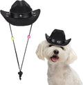 Dog Cowboy Hat, Mini Cowboy Hat for Pet with Chin Strap Adjustable Cosplay Cap Star Decor, (Black, M), Intended for Dogs and Cats/Halloween Costume/Party Decoration