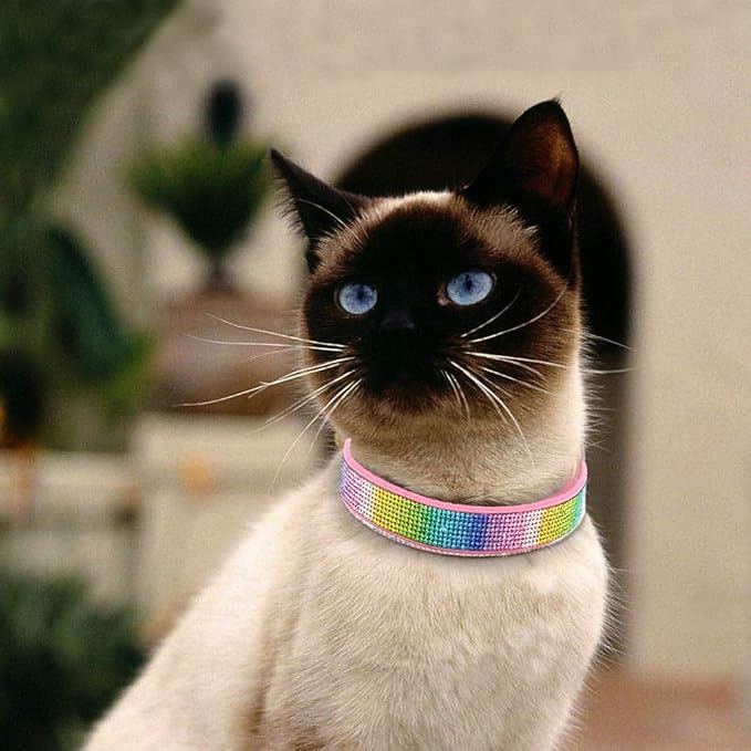 Cute Dog Collar with Bling Rhinestone, Fancy Crystal Diamond Glitter Pretty Jewel Soft Cat Collars for Small Medium Large Breed Dogs Girl Female Pet Puppy Kitten Terrier (L, Pink3)