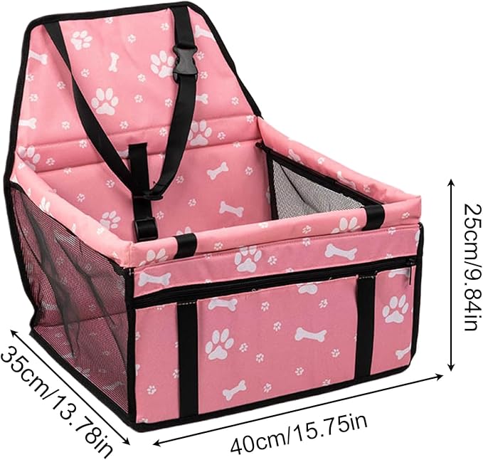 Dog Car Seat, Portable Booster Seat with Storage Pocket, Foldable Pet Travel Accessory, Puppy Carseat Organizer, Durable Safety Carrier, Versatile Solution for Road Trip Vet Visits Park SUV Truck Use
