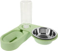 BESTonZON Stainless Steel Cat Food Feeder Double Bowl Detachable Wall Corner Rotatable Foldable Pet Feeding Station with Green Base for Cats