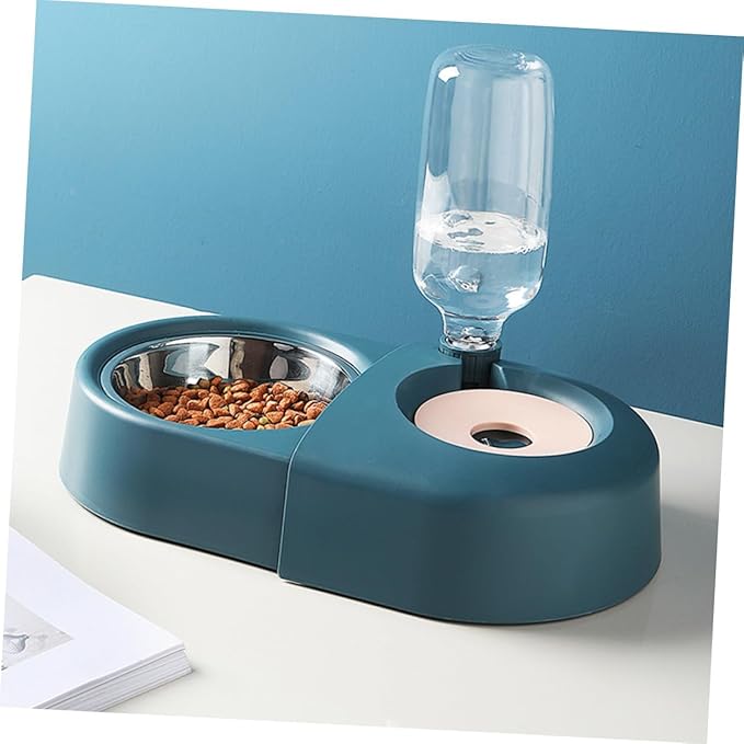 Automatic Dog Feeder and Water Bowl, Blue Pet Food and Water Dish, Spill-Resistant Style for Dogs and Cats, Sturdy Pet Feeding Bowl for Home Use