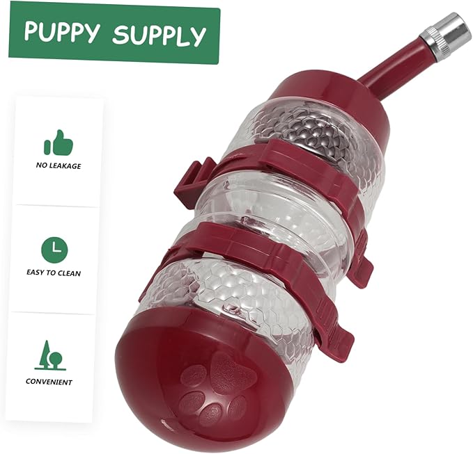 Mikikit 5pcs Pet Feeder Dispenser for Dogs and Cats Hanging Water Bottle with Automatic Drinking Function Easy to Install Prevents Spills for Pet Cages and Travel Wine Color