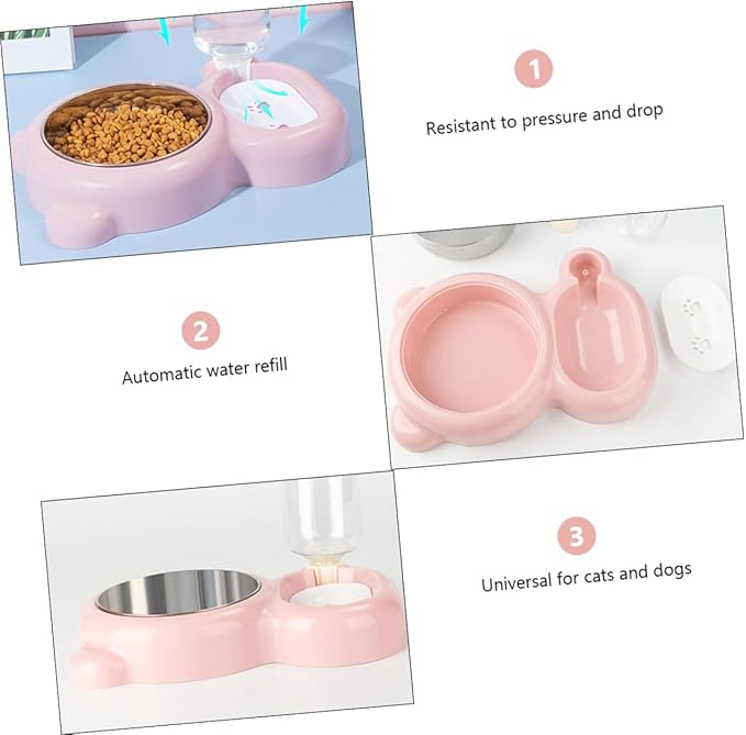 HANABASS Pet Feeder Bowl Stainless Steel Dual Bowl for Cats and Dogs Easy to Clean Automatic Water Dispenser Dust and Fur Resistant Design Pet Supplies