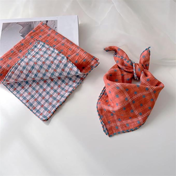 Double Layers Two Tones Dog Cotton Square Bandana Bibs Scarf Kerchief for Small Medium Dogs Boy or Girl - DCB03 O&B