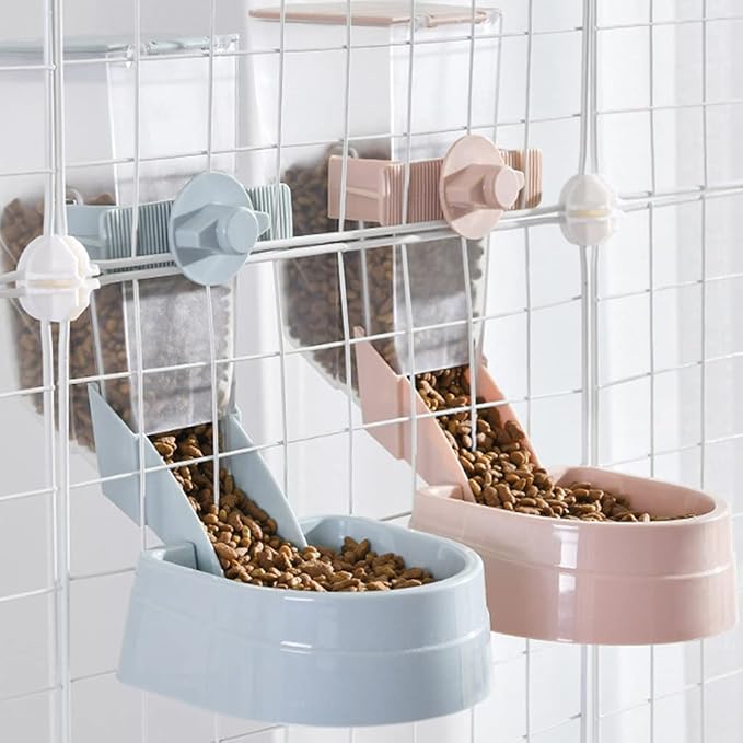 Pet Automatic Food Dispenser for Auto Feeder Fed for Small Dogs/Puppies/Cats Easy to Hang in Cage No Tools