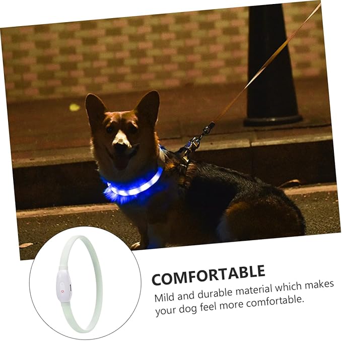 VICASKY 1set USB Rechargeable Night Glowing Led Dog Collar Cuttable Pet Collar for Safety Comfortable Wear for Outdoor Use