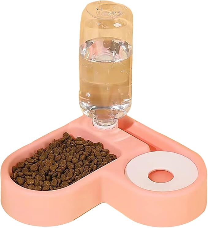 TiaoBug Pet Automatic Water Feeder and Food Bowl Gravity Auto Refill Waterer Feeder for Dogs Cats Pink One Size