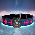 Subversive USB-C led Light up Dog Collar,3D Cross Design Comfortable and Soft Material,Multicolored Lighting (Blue with airtag Holder, M(11.8-15.7"))