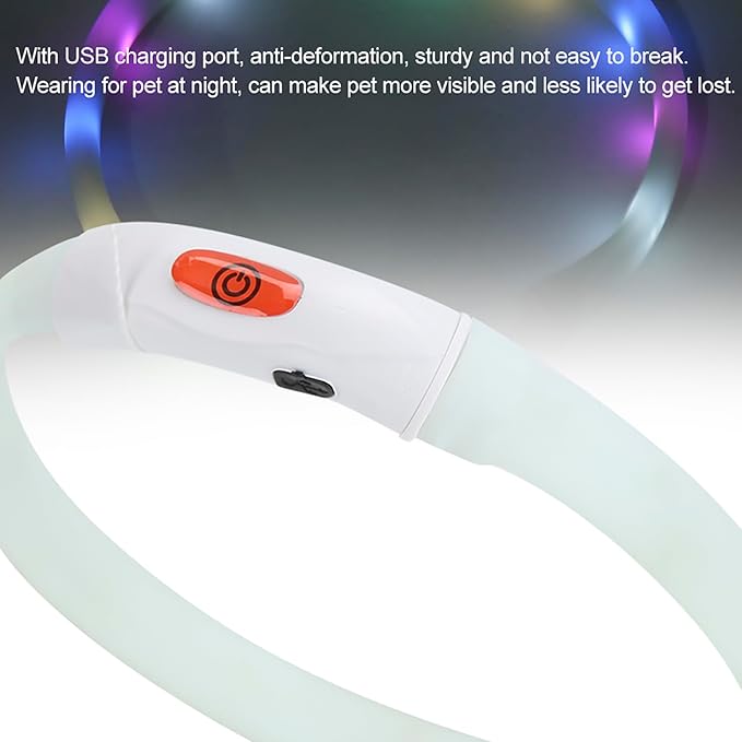 Restokki Multifunction LED Marquee Pet Adjustable Safety Rechargeable Anti Lost Collar USB Charging for Cat Small Dog