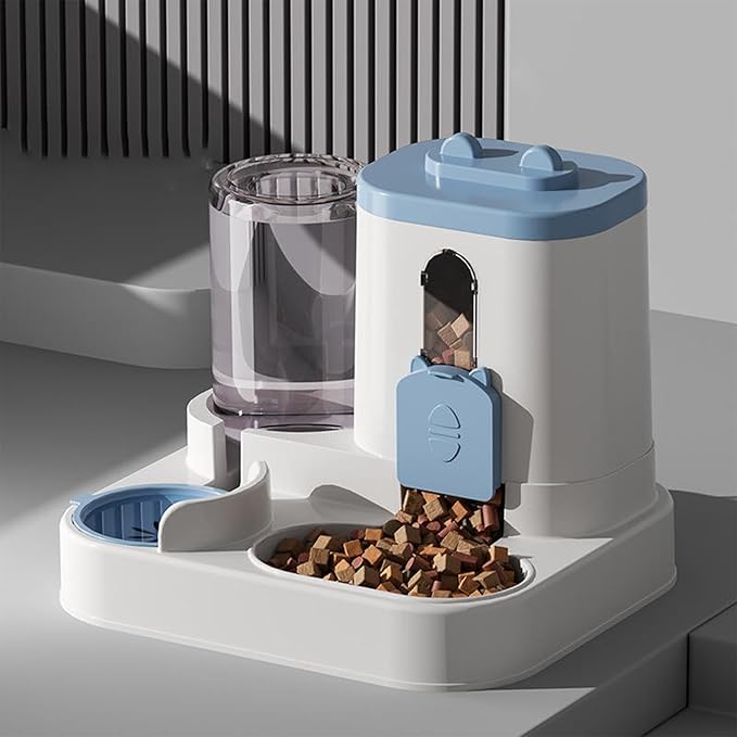 Practical Dog Feeder -27x23x27cm Automatic Feeder Cat Dry Food Water Dispenser | Large Capacity Dog Food Dispenser Waterer Station for Home Indoor Kitten Puppy Small Medium Breed