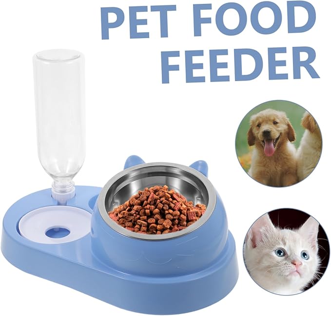 BESPORTBLE Automatic PET Feeder and Water Dispenser for Dogs and Cats Dual Bowl Design Plastic Non-Slip Base for Pets at Home or Travel