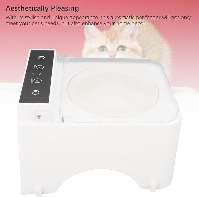 Automatic Cat Feeder, Smart Cat Food Dispenser with Induction Lid & Removable Pet Food Bowl, Rechargeable Automatic Pet Feeder, Pet Food Dispenser for Cats and Dogs, Small Pet