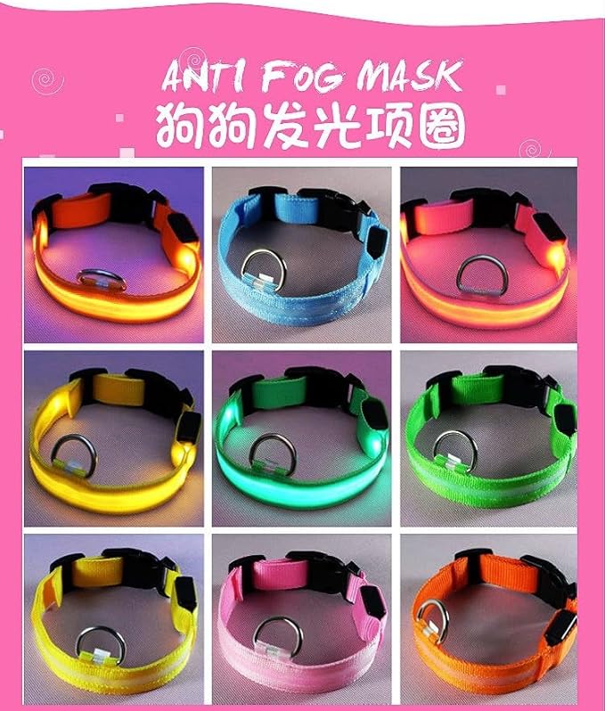 LED Dog Collar, Light Up Dog Collars, Adjustable USB Rechargeable Glow in The Dark Dog Collars High Visibility Glowing Dog Collars for Large Medium and Small Dogs (Medium,Orange)