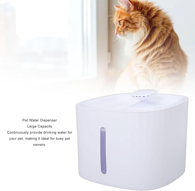 HURRISE Pet Water Dispenser, Auto Water Feeder, Automatic Dispenser, Large Capacity Transparent Look Automatic Adjustment Cat Waterer for Small Medium Pet