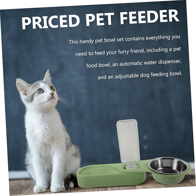 Pet Feeder Detachable Bowls Dual Bowl Cats and Dogs Easy to Feeding Station Automatic Water Dispenser Space-Saving Design