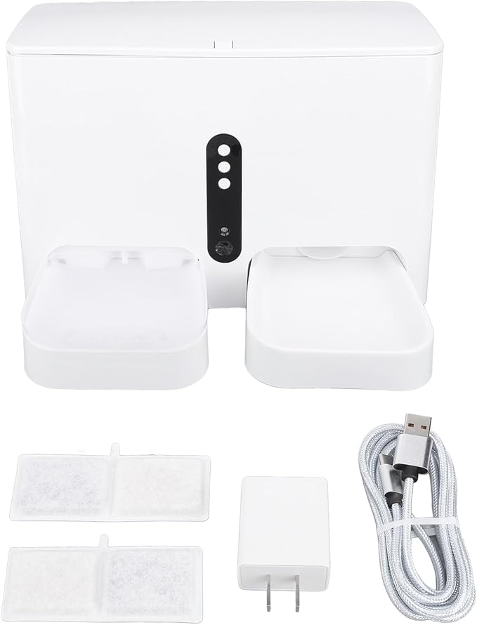 Smart Automatic Feeder with Camera, Timer Feeding, Cat Food Dispenser, Water Fountain for Dog, Dual Power Supply, C Battery, Visual Design, Video Recording, Pet Food Dispenser,