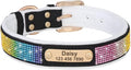 Personalized Dog Collar Crystal Rhinestone Dog Collars Anti-Lost Soft Padded ID Collar Free Engraved for Small Medium Large Dogs Black S