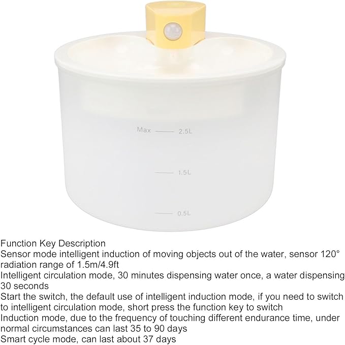 Rechargeable Automatic Pet Water Dispenser - Detachable, Ideal for Small to Medium Dogs and Cats, 2.5L Capacity