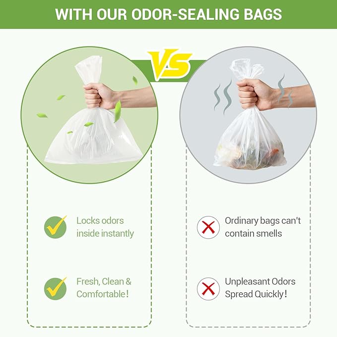 Odor Sealing Dog Poop Bags (220 Bags) Unscented & Durable Dog Waste Bags, Block Smells [Size:S, Color:White]