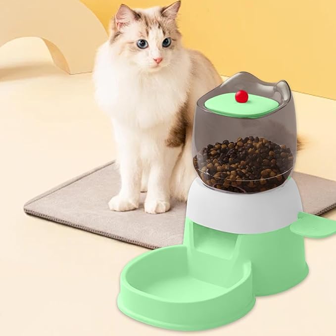 Automatic Pet Feeder,Outdoor Dispenser,Visible Window Large Capacity,2L Dogs Cats Food Feeder for Puppy,Small Medium Pet, Green