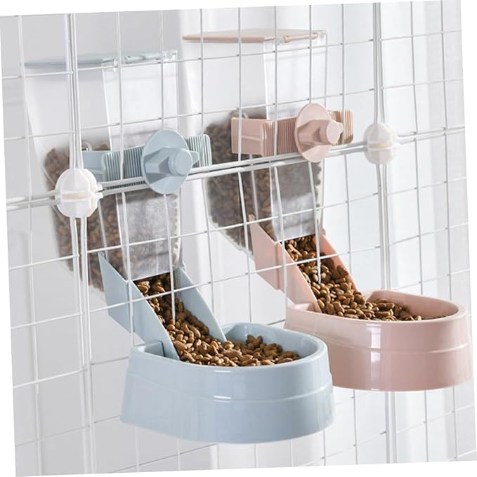 Veemoon Hanging Dog Feeder 2l Automatic Pet Food Dispenser Blue Cage Feeder for Dry Food Feeding Supplies Suitable for Puppies and Adult Dogs