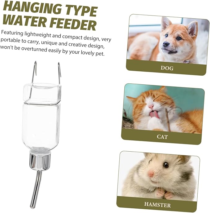 BESPORTBLE Automatic PET Water Dispenser Leak-Proof Dog Cat Hanging Water Bottle 500ml Gravity Feeder for Rabbits Small Animals and Pets